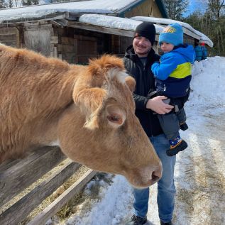 Bailey the cow has some admirers.